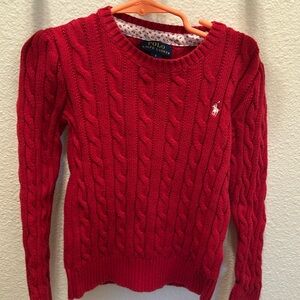 Polo Ralph Lauren girls, size 6 red cable sweater adorable excellent condition